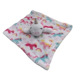 Cribmates Unicorn Baby Lovey Security Blanket Plush Stuffed Animal White Rainbow